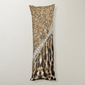 美しいシックガーリーレオパード印刷金ゴールドグリッター ボディピロー (裏面 (縦))