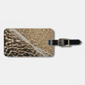 美しいシックガーリーレオパード印刷金ゴールドグリッター ラゲッジタグ (正面横)