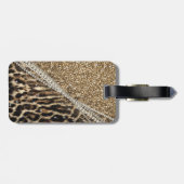 美しいシックガーリーレオパード印刷金ゴールドグリッター ラゲッジタグ (裏面横)