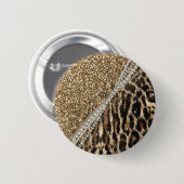 美しいシックガーリーレオパード印刷金ゴールドグリッター 缶バッジ (正面&裏面)