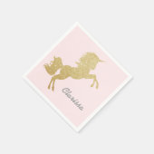 美しいシックガーリー金ゴールドグリッターユニコーン スタンダードカクテルナプキン (角)