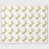 美しいシックガーリー金ゴールドグリッターユニコーン ラッピングペーパー (フラット)