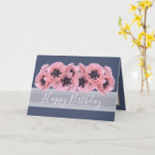 美しいシックフローラブーケピンクポピー誕生日 カード (黄色い花)