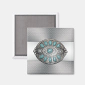 美しいシニングアンティークメタルベルトバックル画像 マグネット (正面/裏面)