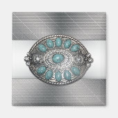 美しいシニングアンティークメタルベルトバックル画像 マグネット (正面)