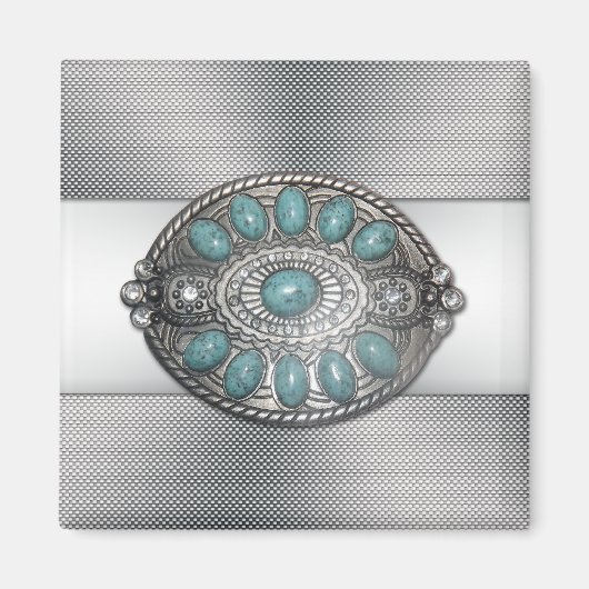 美しいシニングアンティークメタルベルトバックル画像 マグネット (正面)