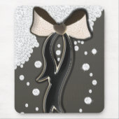 美しいシニング柔らかいピンクとチョコレートボウ マウスパッド (正面)