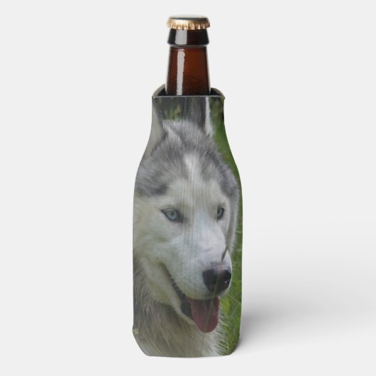美しいシベリアのハスキー犬 ボトルクーラー (ボトル正面)