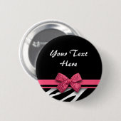 美しいシマウマのピンクの弓ボタン 缶バッジ (正面&裏面)