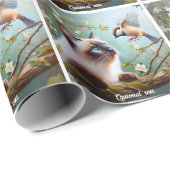 美しいシャム猫とスズメ ラッピングペーパー (ロールコーナー)