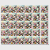 美しいシャム猫と花 ラッピングペーパー (フラット)