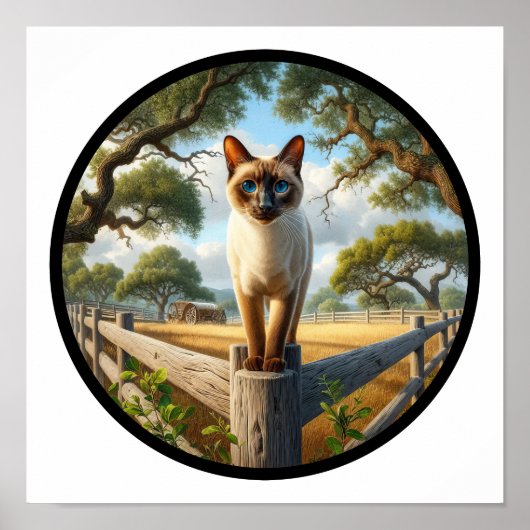 美しいシャム猫の3D丸型イメージ ポスター (正面)