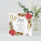 美しいシャンパンレッドのローズ ブライダルシャワー 招待状 (スタンド正面)