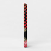 美しいシャンパーニュきらきら光るレッドシェブロンモノグラム Case-Mate iPhoneケース (裏面/左)