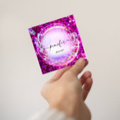 美しいショップカウチピンクフローラQRコードピンクコンスル スクエア名刺