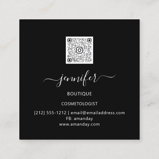 美しいショップカウチ金ゴールドフローラQRコードロゴ スクエア名刺 (裏面)