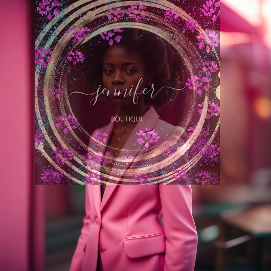 美しいショップカウチ金ゴールドフローラQRコードロゴ スクエア名刺