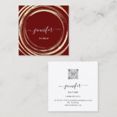 美しいショップカウチ金ゴールドブルゴーニュQRコードロゴ スクエア名刺 (正面/裏面)