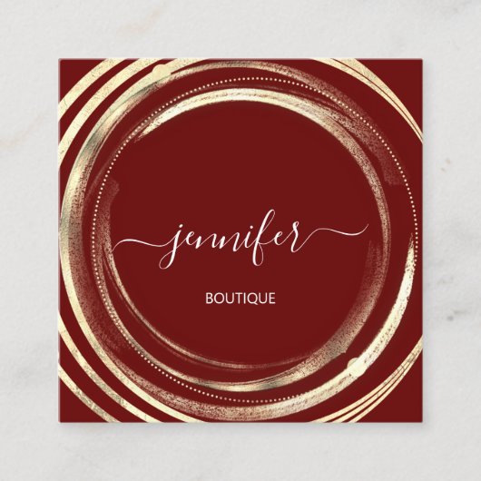 美しいショップカウチ金ゴールドブルゴーニュQRコードロゴ スクエア名刺 (正面)