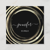 美しいショップカウチ金ゴールド白黒QRコードロゴ スクエア名刺 (正面)