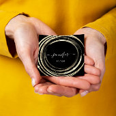 美しいショップカウチ金ゴールド白黒QRコードロゴ スクエア名刺