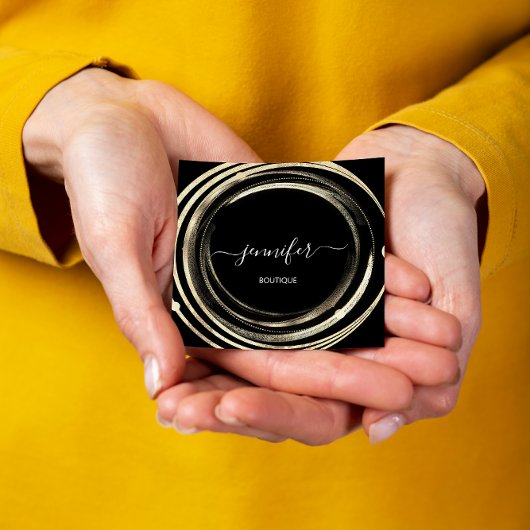 美しいショップカウチ金ゴールド白黒QRコードロゴ スクエア名刺