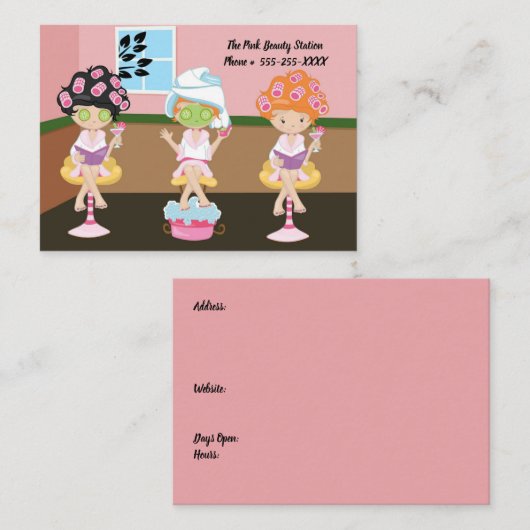 美しいショップデザイン3人の女性が甘やかされている 名刺 (正面/裏面)