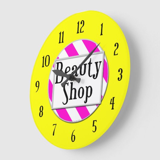 美しいショップピンクホワイトイエローレトロウォールクロック ラージ壁時計 (傾斜)