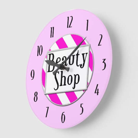 美しいショップピンクホワイトレトロウォールクロック ラージ壁時計 (傾斜)