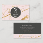 美しいショップピンクラグジュアリー金ゴールドマーブル 名刺 (正面/裏面)