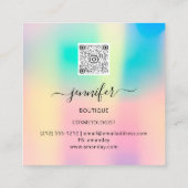 美しいショップフレーム金ゴールドフローラQRコードロゴ スクエア名刺 (裏面)