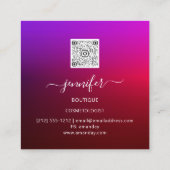 美しいショップフレーム金ゴールドレッドブルゴーニュQRコードロゴ スクエア名刺 (裏面)