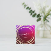 美しいショップフレーム金ゴールドレッドブルゴーニュQRコードロゴ スクエア名刺 (スタンド正面)