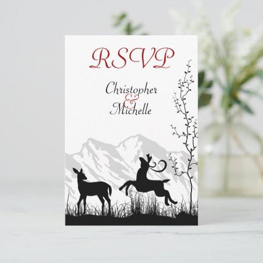 美しいシルエットディアマウンテンウェディングRSVP 出欠カード (スタンド正面)