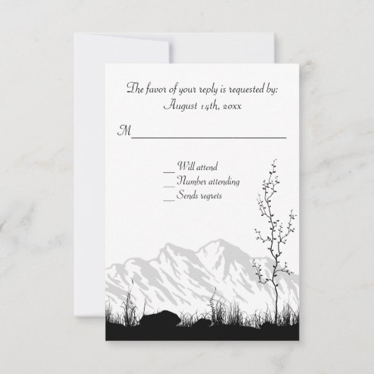 美しいシルエットディアマウンテンウェディングRSVP 出欠カード (裏面)