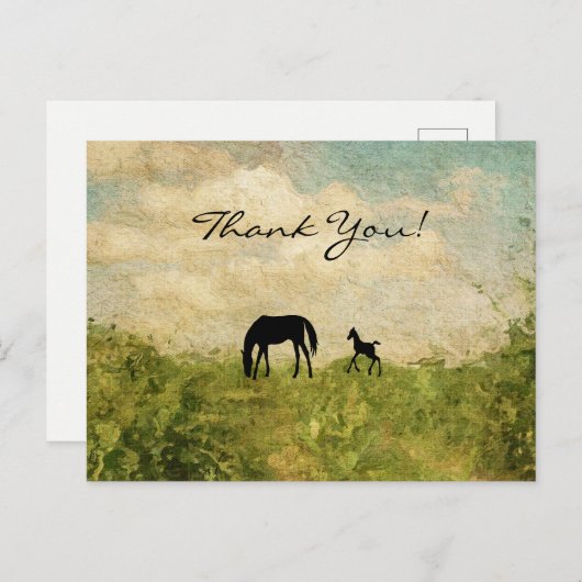 美しいシルエットマーレと馬ありがとう ポストカード (正面/裏面)