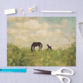 美しいシルエットマーレと馬 薄葉紙 (クラフト)