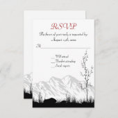 美しいシルエット結婚山 出欠カード (正面/裏面)