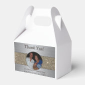 美しいシルバーと金ゴールド結婚の写真の輝き フェイバーボックス (正面サイド)