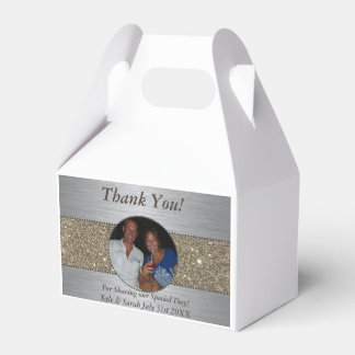 美しいシルバーと金ゴールド結婚の写真の輝き フェイバーボックス