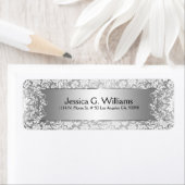 美しいシルバーグレーと白のダマスク&レース ラベル (インサイチュ)