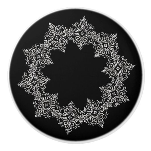 美しいシルバーデザインオンブラック セラミックノブ (正面)