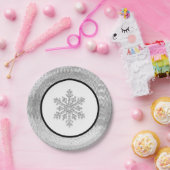 美しいシルバーフォイルのクリスマススノーフレーク ペーパープレート (パーティー)