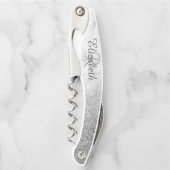 美しいシルバーマーブルモノグラムオンブルグリッター ソムリエナイフ (正面)