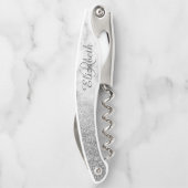 美しいシルバーマーブルモノグラムオンブルグリッター ソムリエナイフ (裏面)