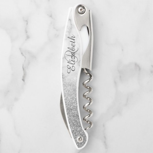 美しいシルバーマーブルモノグラムオンブレグリッター ソムリエナイフ (裏面)