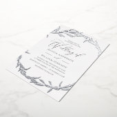 美しいシルバーリーフリースフォイル結婚ズ 箔招待状 (回転した状態)