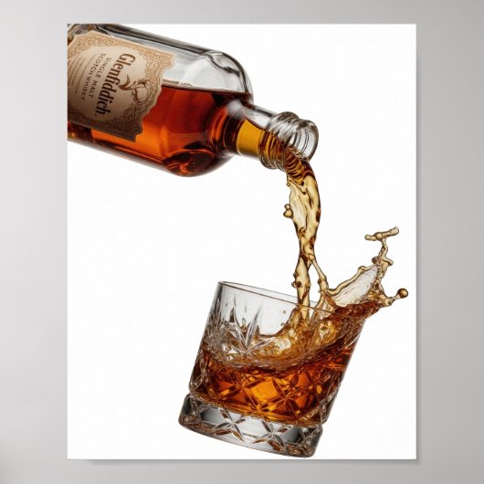 美しいシルバーGLENFIDDICH SINGLE MALT WHISKY ポスター (正面)
