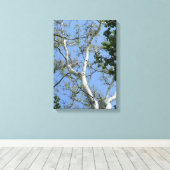 美しいシンプルの木と空のウォールアート キャンバスプリント (インサイチュ (ウッドフロア))