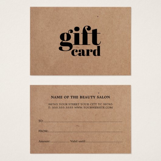 美しいシンプルギフトカード印刷クラフト (正面&裏面)